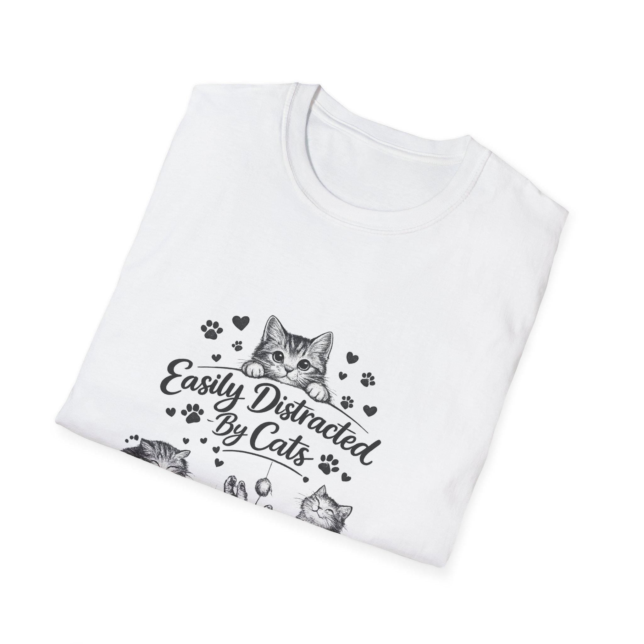 Easily Distracted By Cats SVG PNG, Cute Cat Lover Shirt Design, Funny Kitten Digital Download, Cat Mom Sublimation, Hand Drawn Kitty Clipart
