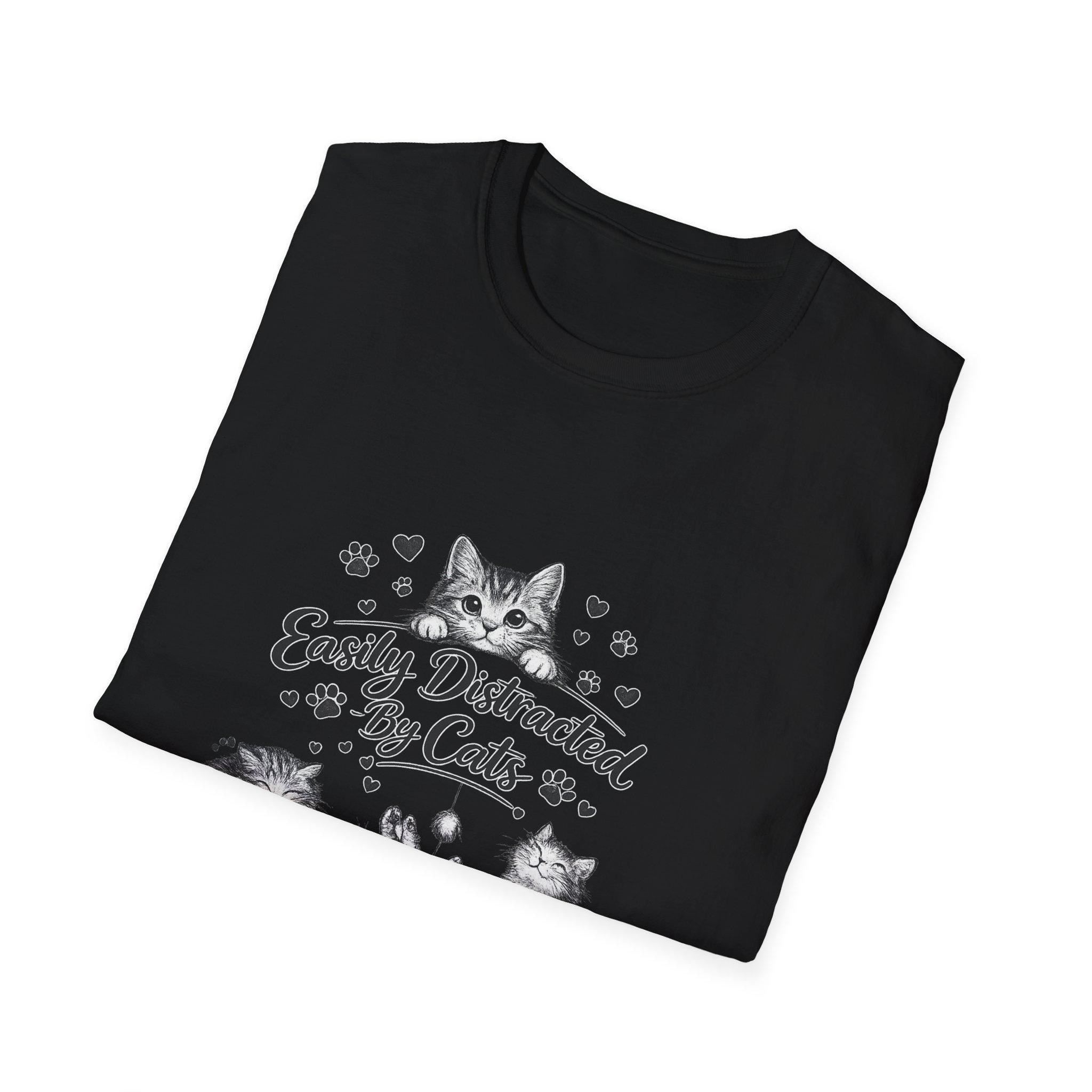 Easily Distracted By Cats SVG PNG, Cute Cat Lover Shirt Design, Funny Kitten Digital Download, Cat Mom Sublimation, Hand Drawn Kitty Clipart
