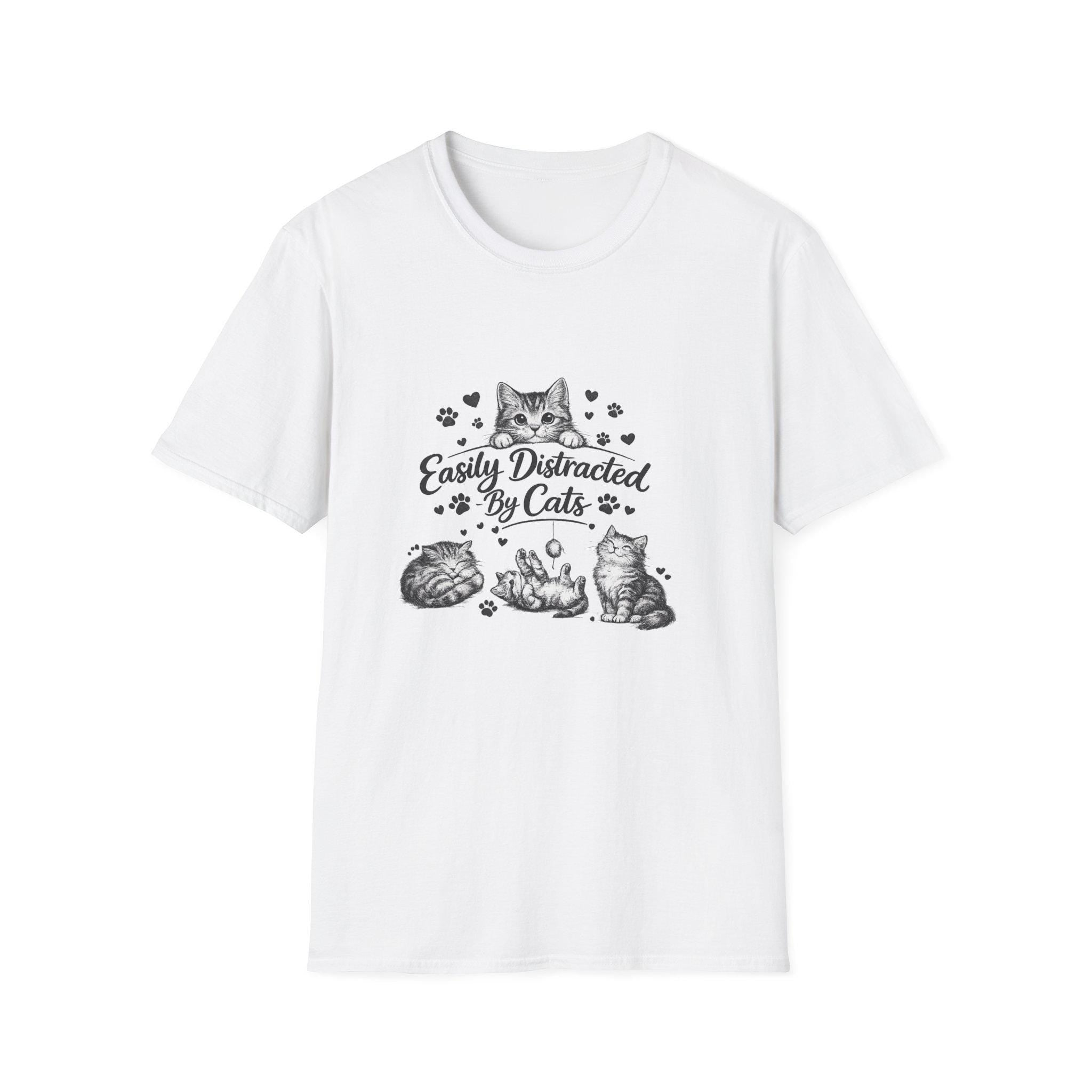 Easily Distracted By Cats SVG PNG, Cute Cat Lover Shirt Design, Funny Kitten Digital Download, Cat Mom Sublimation, Hand Drawn Kitty Clipart