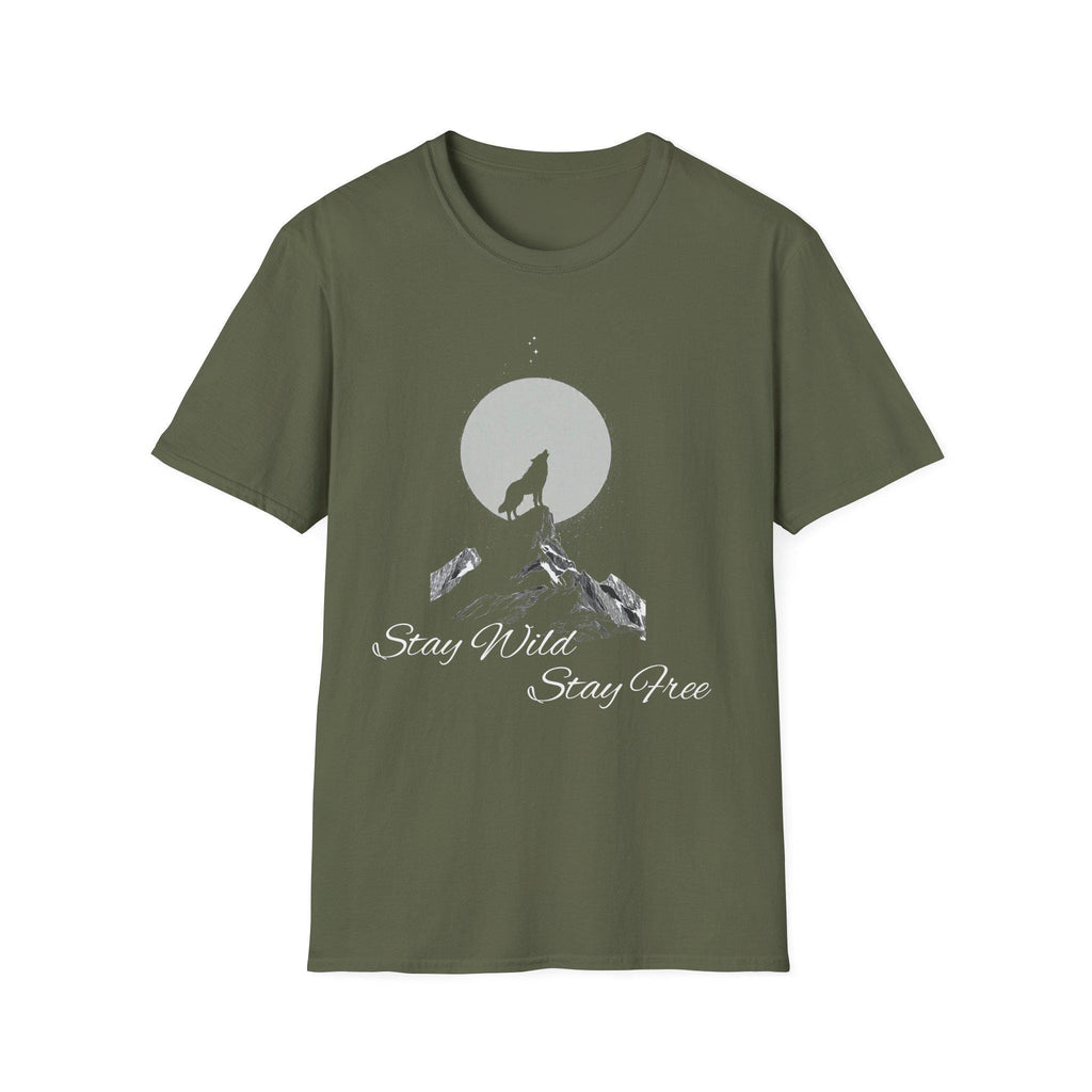 Howling Wolf Moon T-Shirt, Stay Wild Stay Free Shirt, Aesthetic Nature Tee, Wilderness Graphic Tee, Gift for Outdoor Lovers