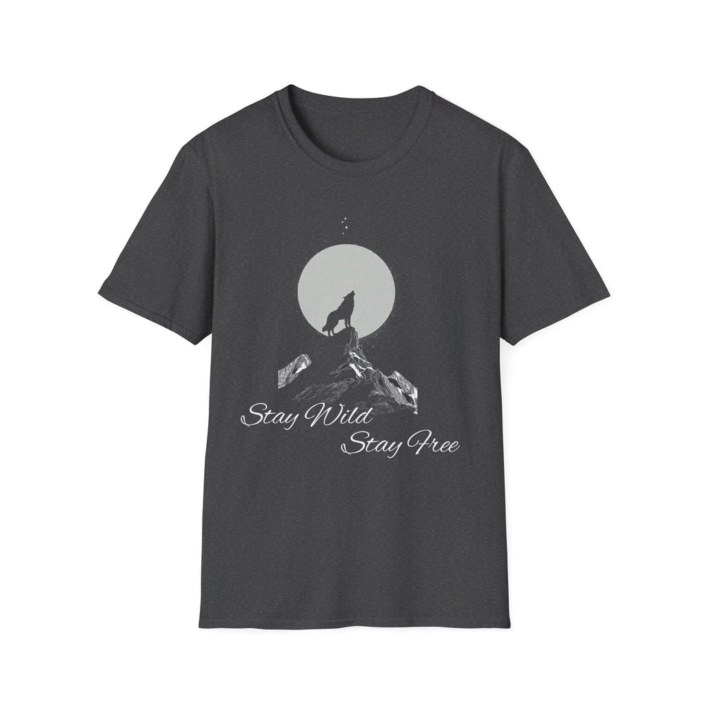 Howling Wolf Moon T-Shirt, Stay Wild Stay Free Shirt, Aesthetic Nature Tee, Wilderness Graphic Tee, Gift for Outdoor Lovers