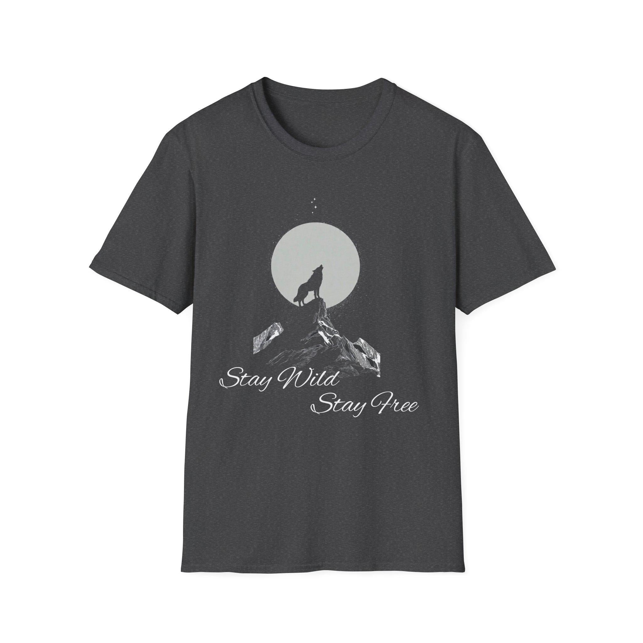 Howling Wolf Moon T-Shirt, Stay Wild Stay Free Shirt, Aesthetic Nature Tee, Wilderness Graphic Tee, Gift for Outdoor Lovers