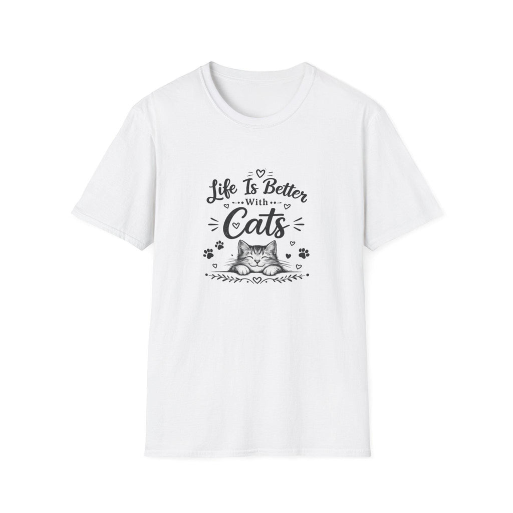 Life Is Better With Cats T-Shirt, Cute Cat Lover Shirt, Funny Cat Mom Tee, Cat Dad Gift, Unisex Softstyle Kitten Graphic Tee, Pet Lover Gift