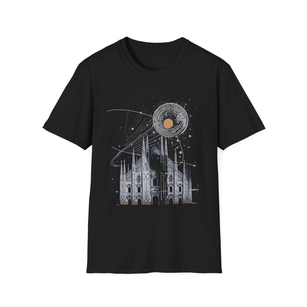 Milan Cathedral Celestial Graphic T-Shirt, Gothic Architecture Tee Italian Aesthetic Shirt, Unisex Travel Gift, Duomo di Milano Inspired Tee
