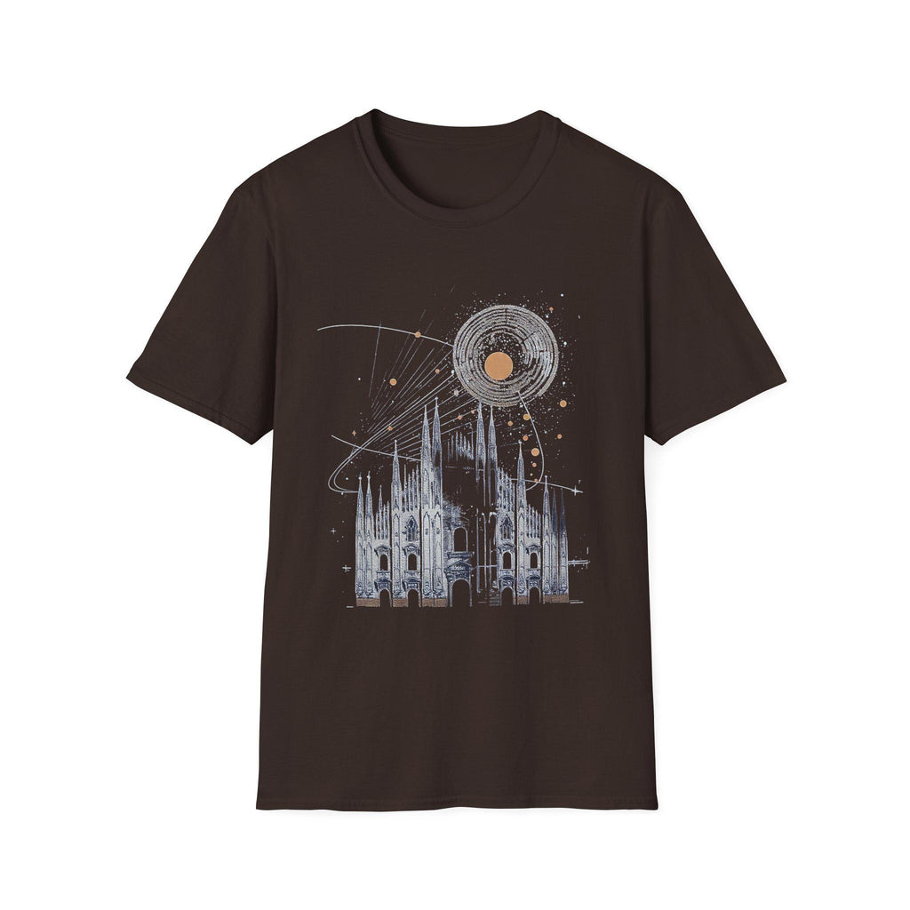 Milan Cathedral Celestial Graphic T-Shirt, Gothic Architecture Tee Italian Aesthetic Shirt, Unisex Travel Gift, Duomo di Milano Inspired Tee