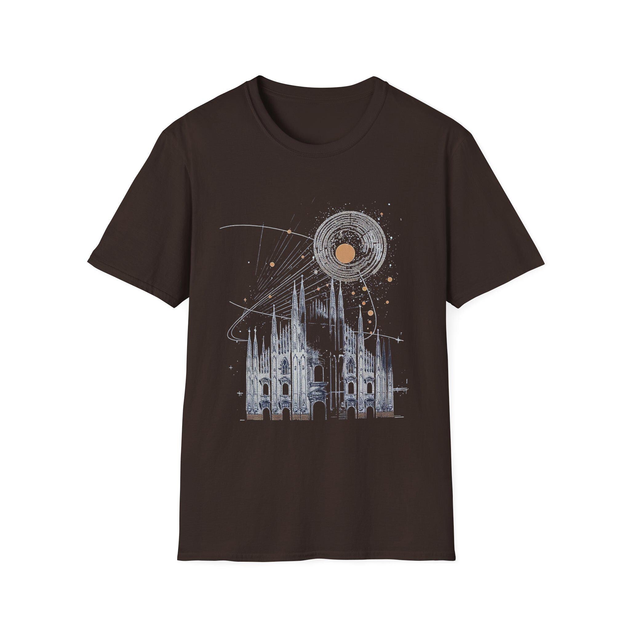 Milan Cathedral Celestial Graphic T-Shirt, Gothic Architecture Tee Italian Aesthetic Shirt, Unisex Travel Gift, Duomo di Milano Inspired Tee