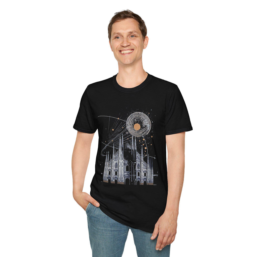 Milan Cathedral Celestial Graphic T-Shirt, Gothic Architecture Tee Italian Aesthetic Shirt, Unisex Travel Gift, Duomo di Milano Inspired Tee