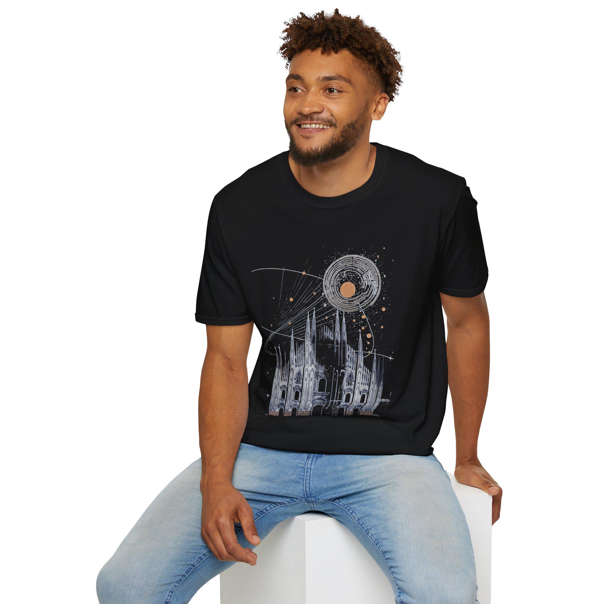 Milan Cathedral Celestial Graphic T-Shirt, Gothic Architecture Tee Italian Aesthetic Shirt, Unisex Travel Gift, Duomo di Milano Inspired Tee