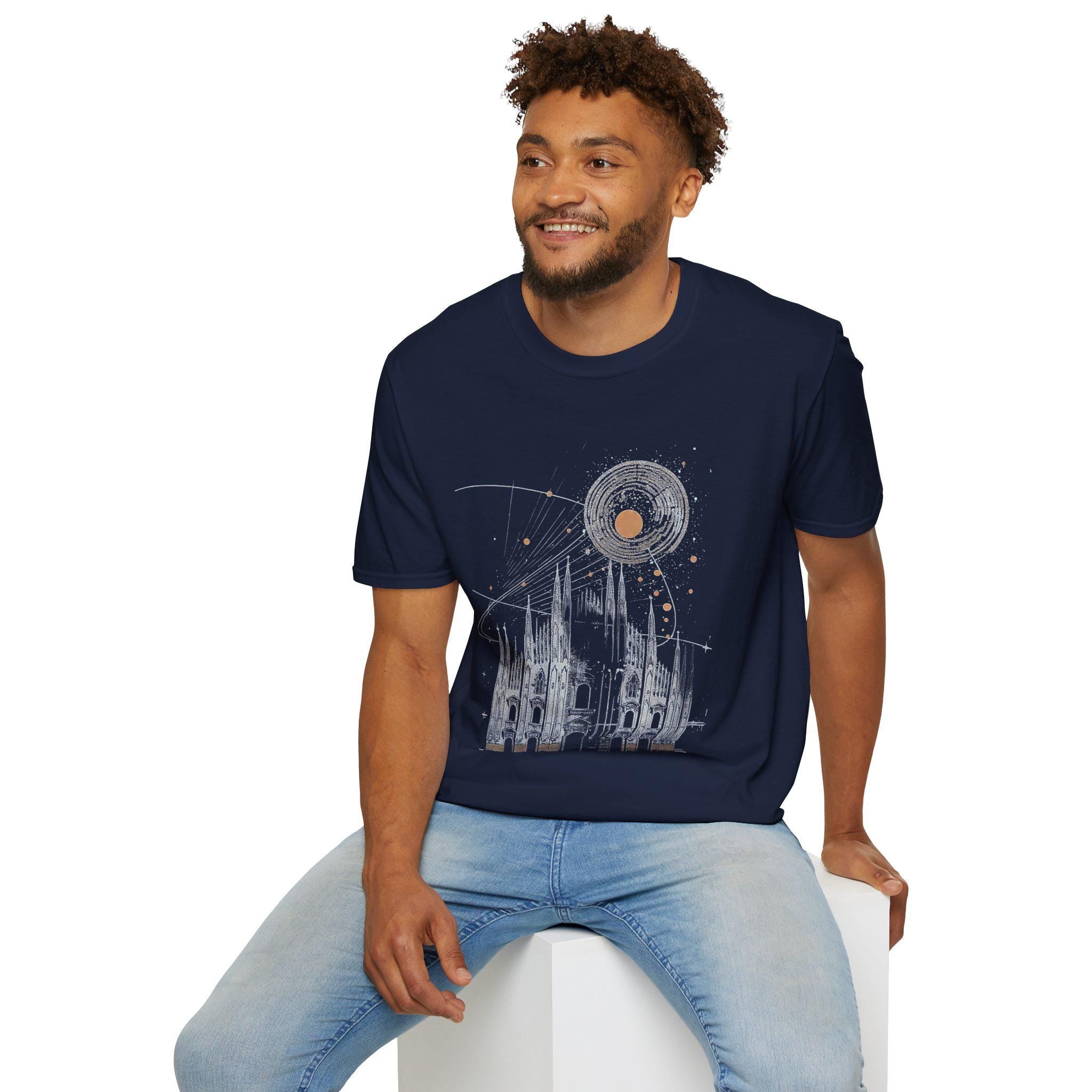 Milan Cathedral Celestial Graphic T-Shirt, Gothic Architecture Tee Italian Aesthetic Shirt, Unisex Travel Gift, Duomo di Milano Inspired Tee