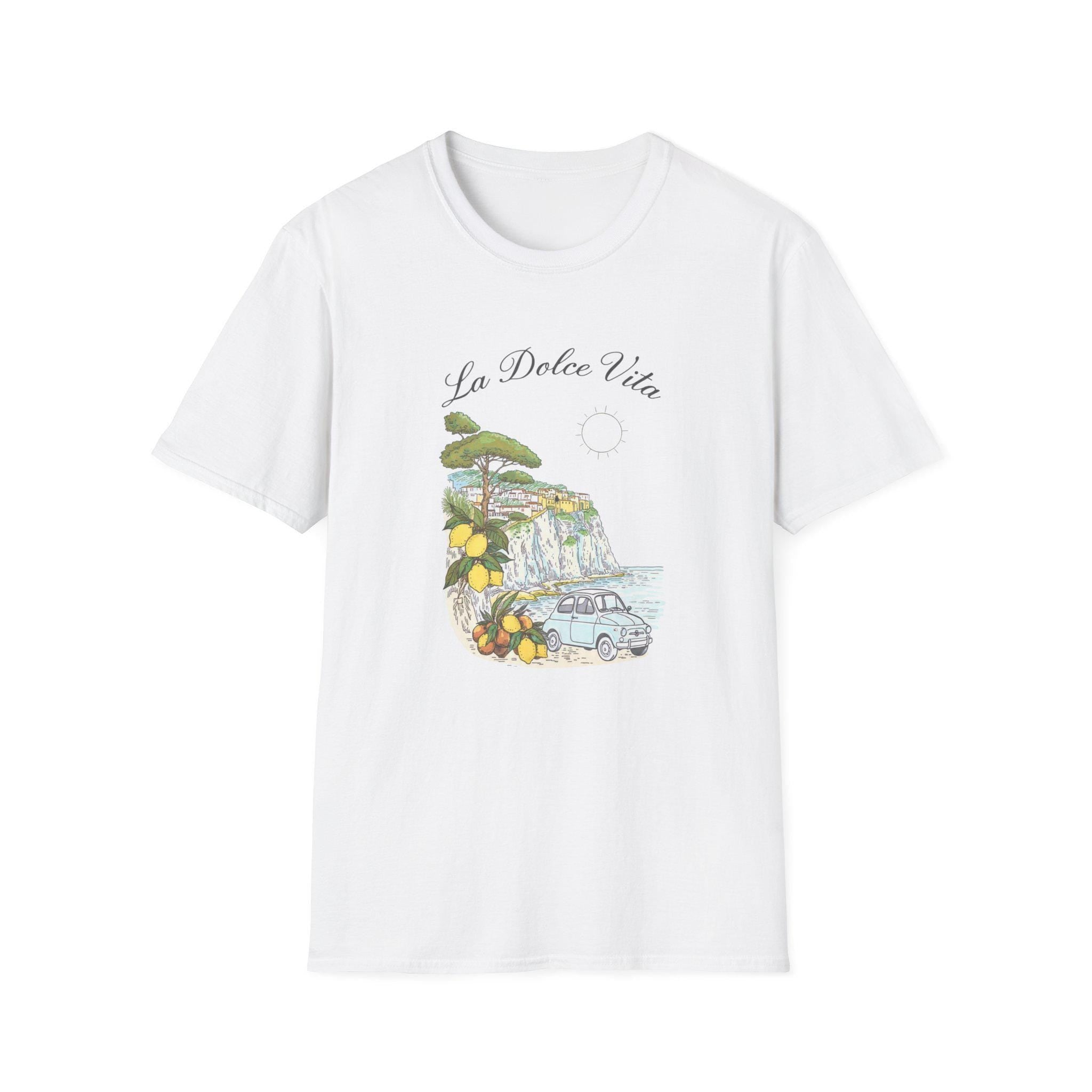 La Dolce Vita T-Shirt | Italian Summer Fiat 500 Lemon Coast Tee | Amalfi Positano Village Shirt | Mediterranean Travel Gift
