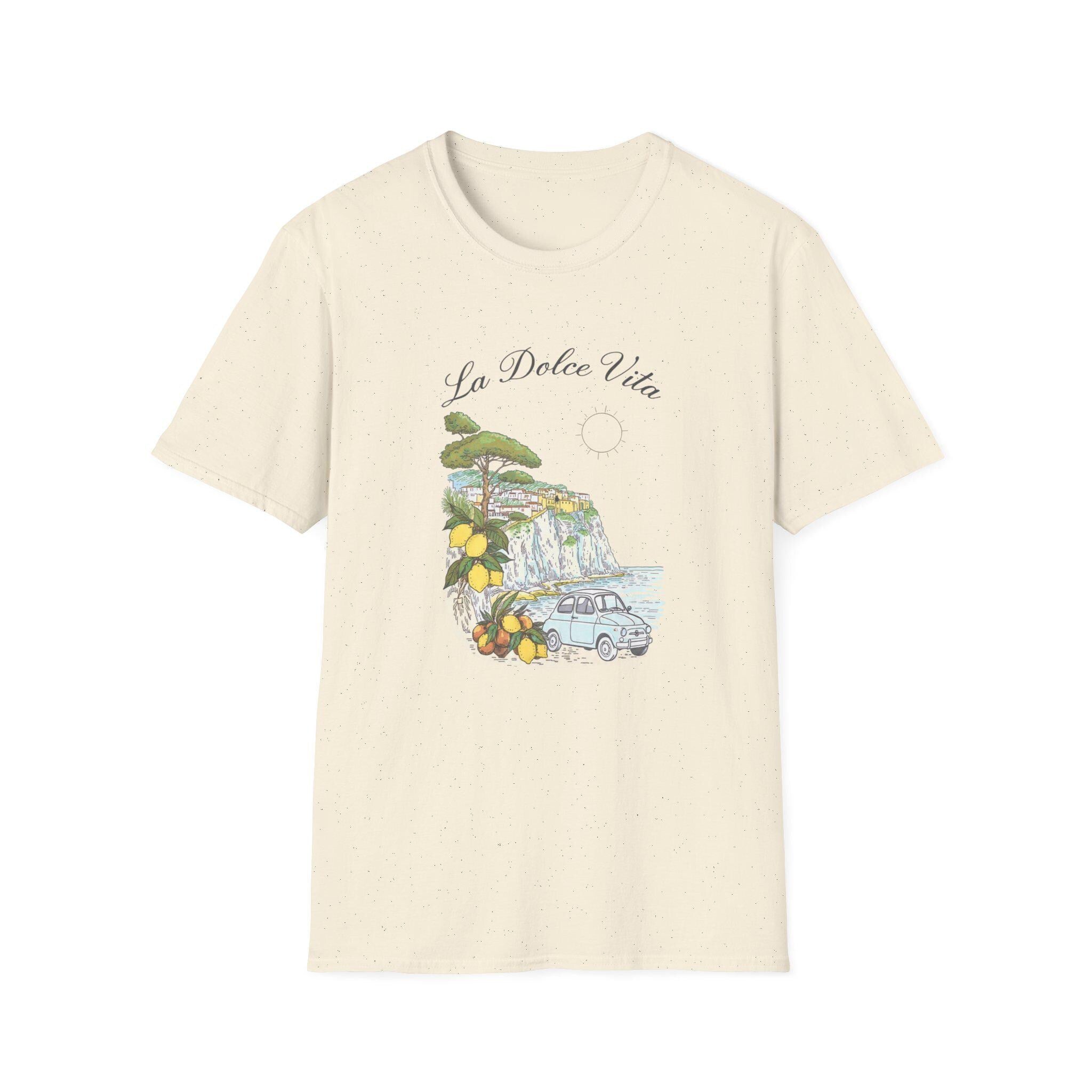 La Dolce Vita T-Shirt | Italian Summer Fiat 500 Lemon Coast Tee | Amalfi Positano Village Shirt | Mediterranean Travel Gift