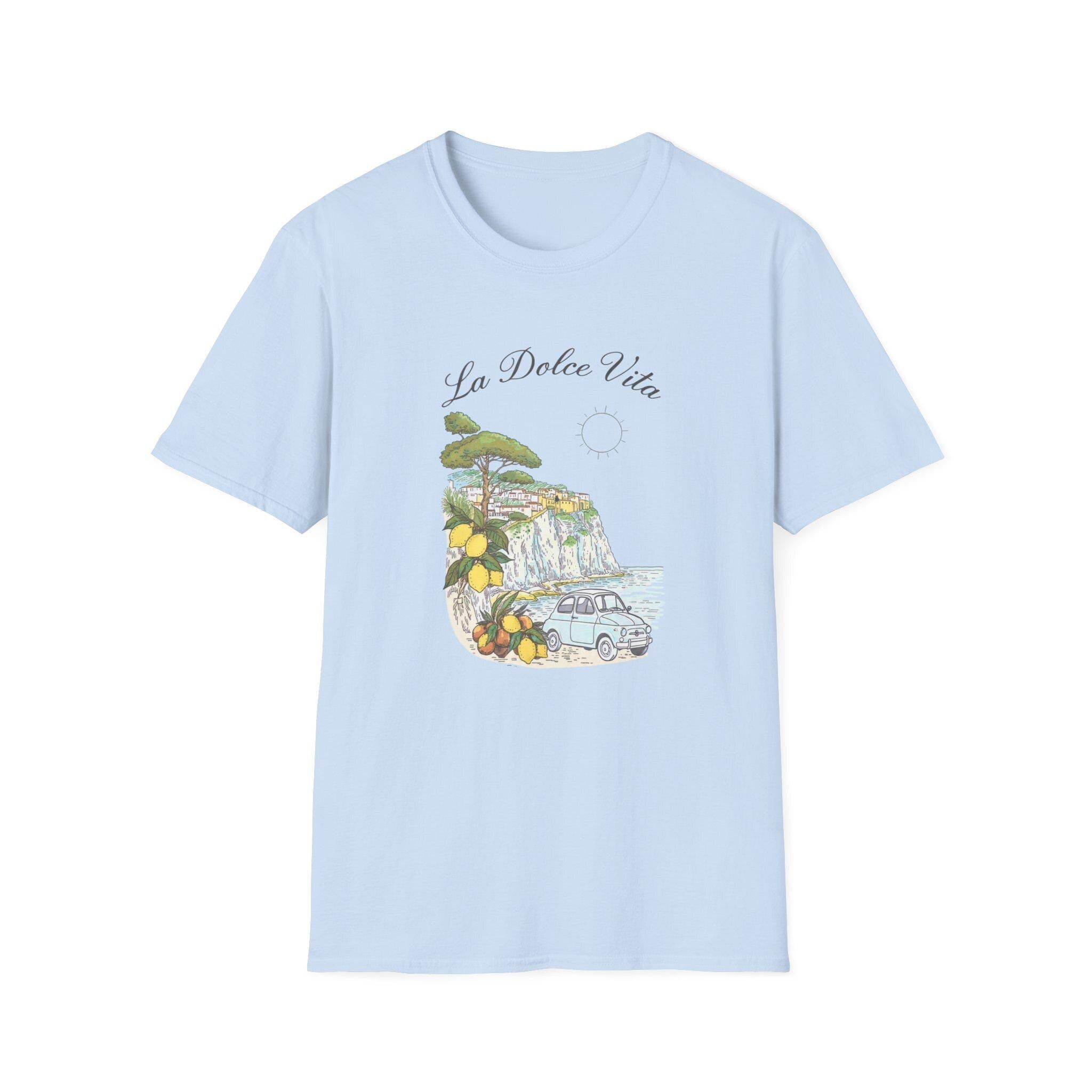 La Dolce Vita T-Shirt | Italian Summer Fiat 500 Lemon Coast Tee | Amalfi Positano Village Shirt | Mediterranean Travel Gift