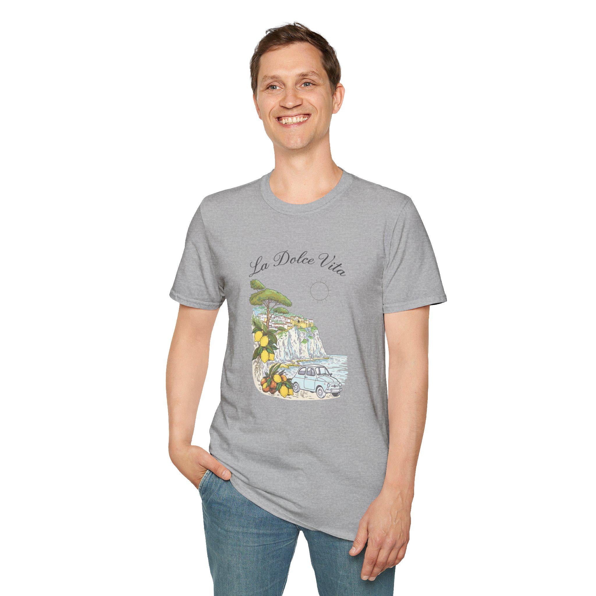 La Dolce Vita T-Shirt | Italian Summer Fiat 500 Lemon Coast Tee | Amalfi Positano Village Shirt | Mediterranean Travel Gift