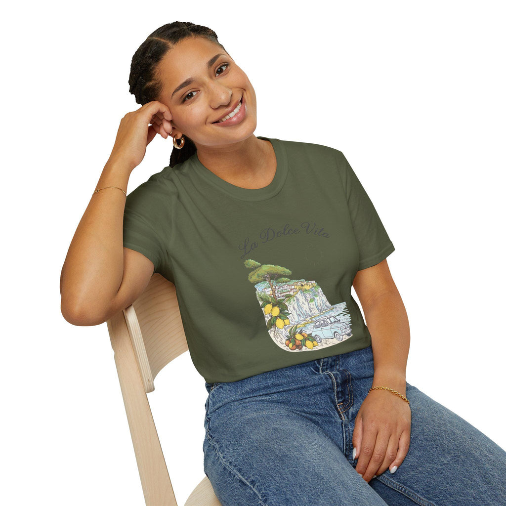 La Dolce Vita T-Shirt | Italian Summer Fiat 500 Lemon Coast Tee | Amalfi Positano Village Shirt | Mediterranean Travel Gift