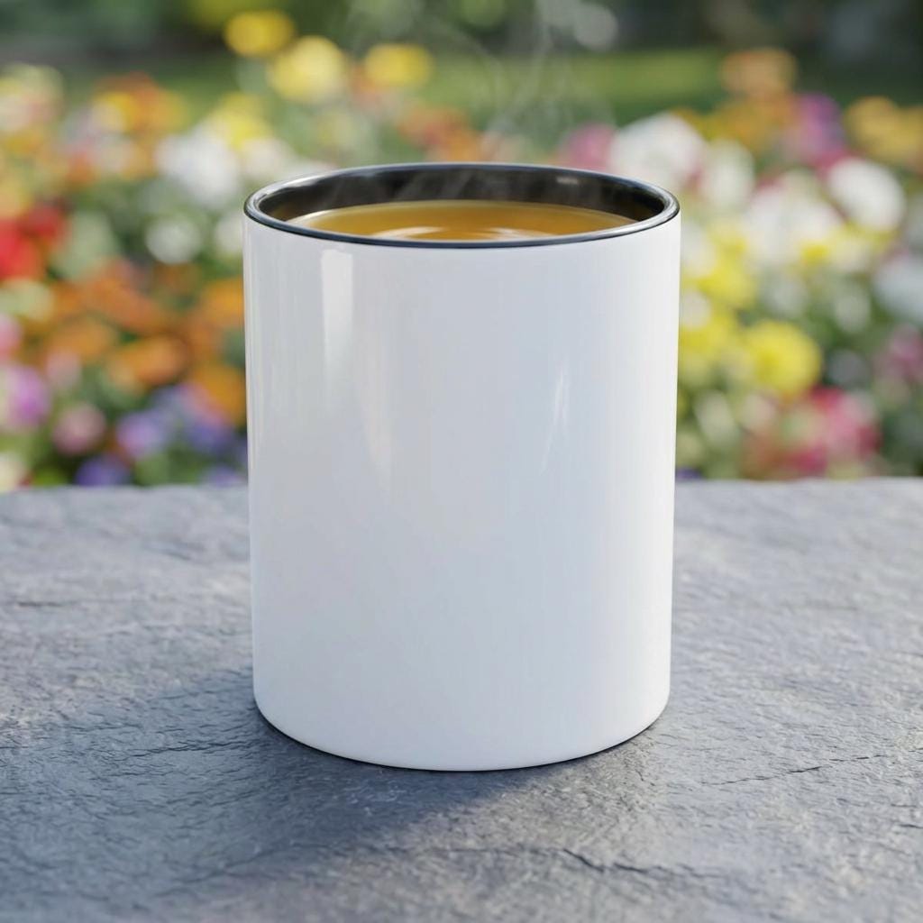 Couple's Ceramic Mug | Romantic Park Bench Sketch, Heart to Heart Design