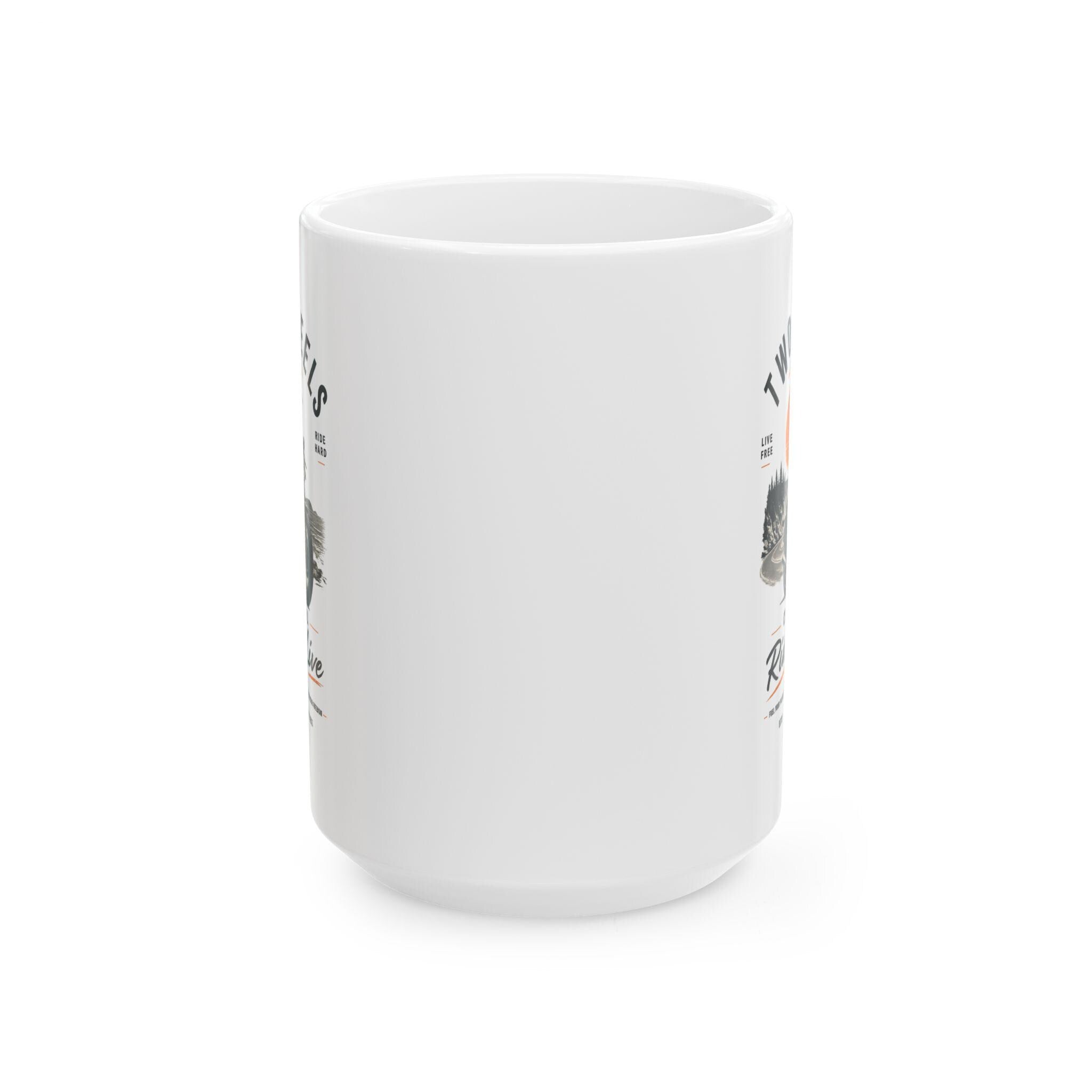 Vintage Motorcycle Mug, Two Wheels One Soul Coffee Cup, Biker Ride to Live Mug